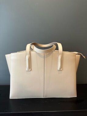 NEW Freja Structured Cream Tote with Dual Top Handles